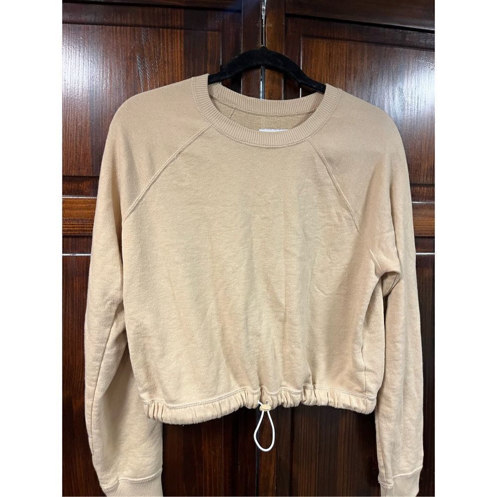 Hollister tan cropped crewneck pullover sweatshirt size medium - Picture 4 of 6